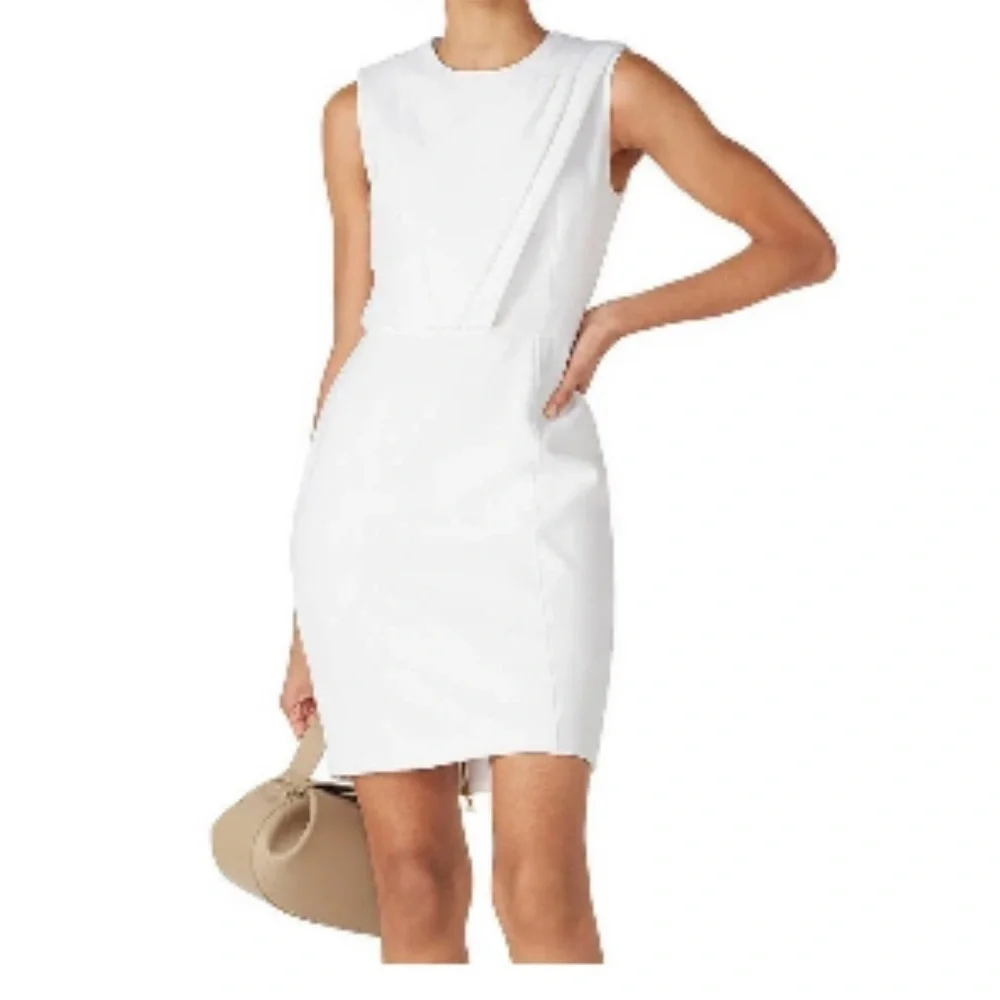 Toccin (NY) Sheath Dress White Sleeveless Lined Crewneck Zip Closure Size 14 EUC - Picture 1 of 4